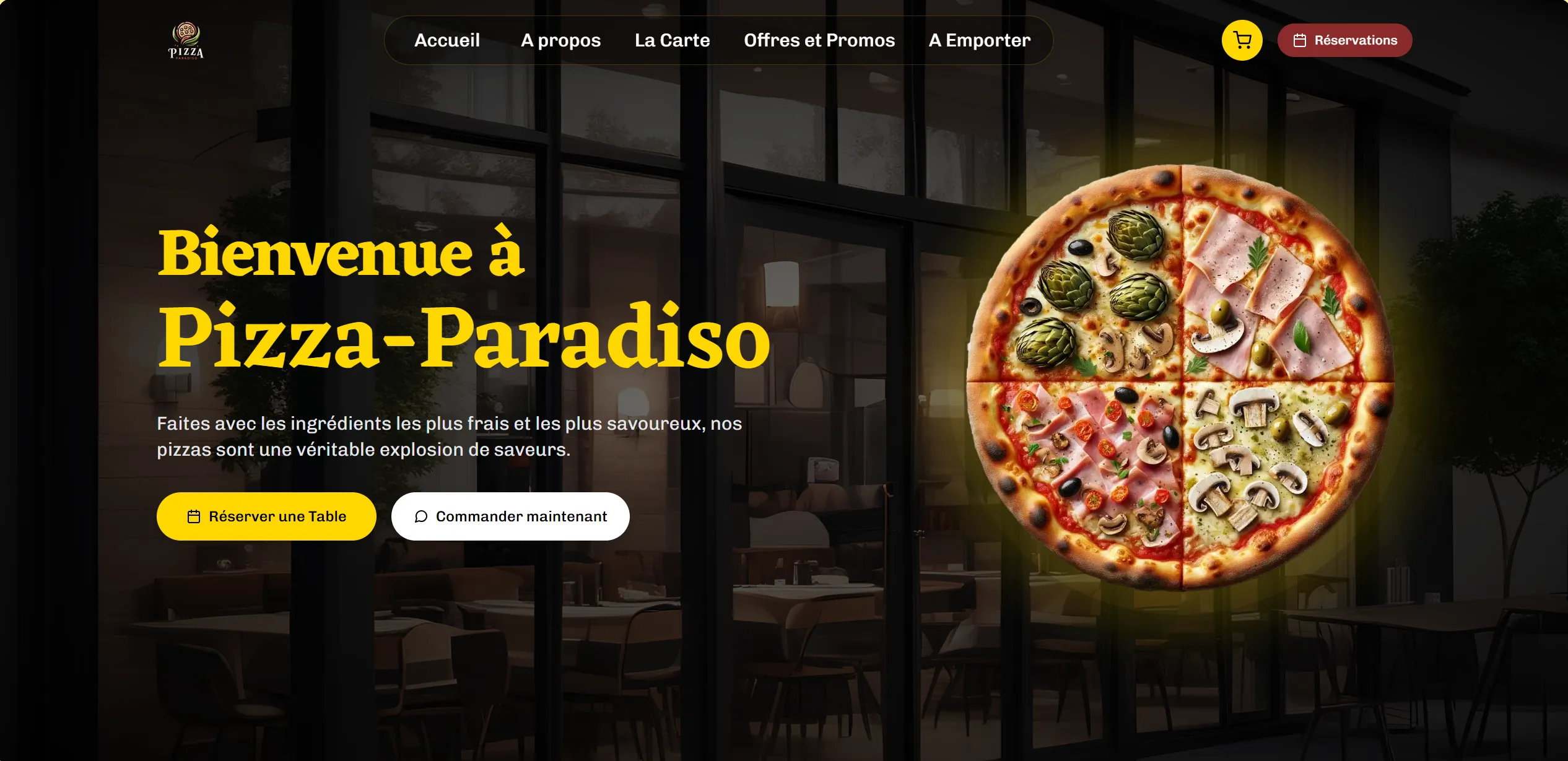 Page d'accueil du site Pizza Paradiso
