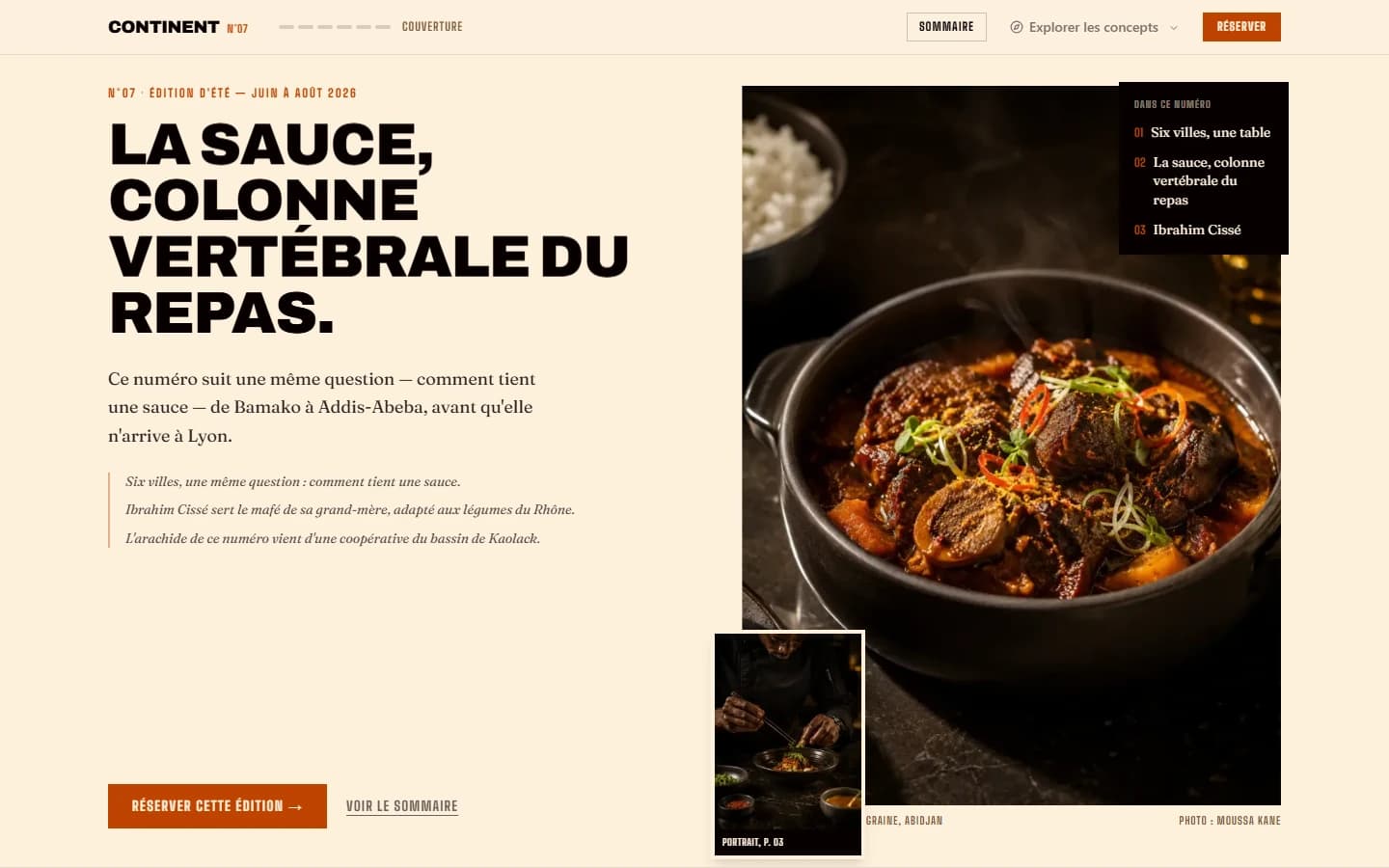 Page d'accueil de Continent, restaurant africain contemporain de la collection HUB-RESTO