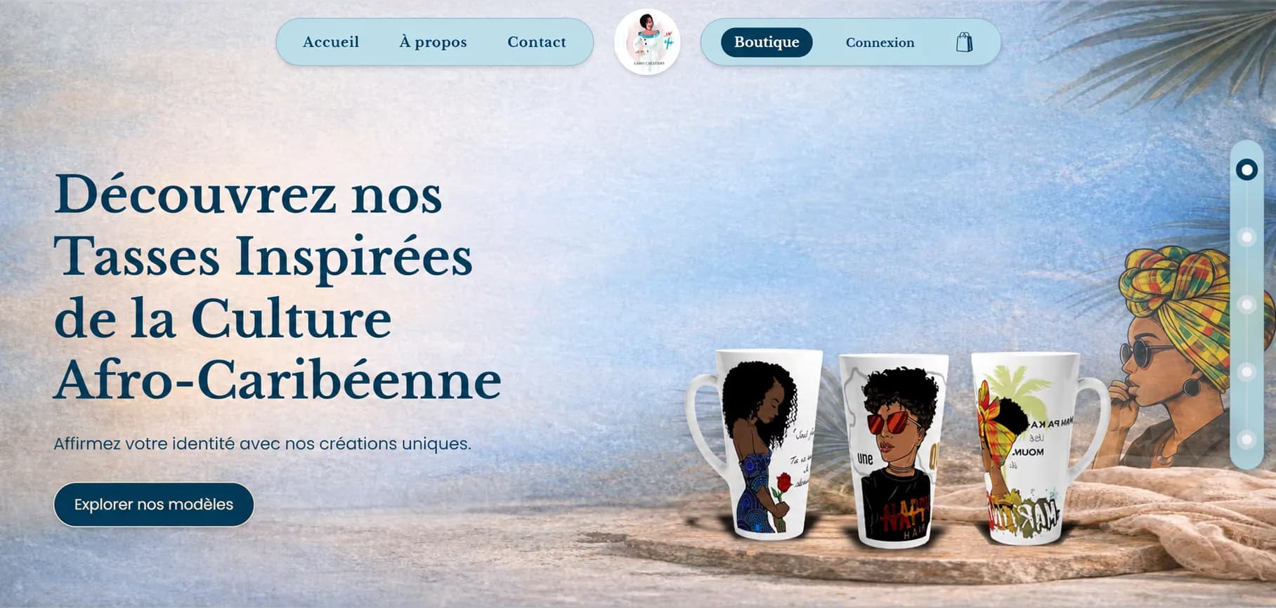 Page d'accueil du site Sabaë Création